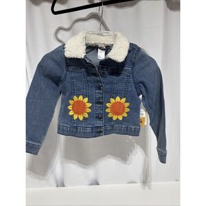 Gymboree Long Sleeve Appliqué Sunflower Girl's Denim Jacket Size 6 Fall‎ Autumn